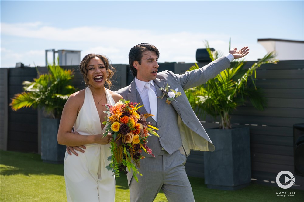 Sunny St. Pete rooftop wedding reception at Hotel Zamora.